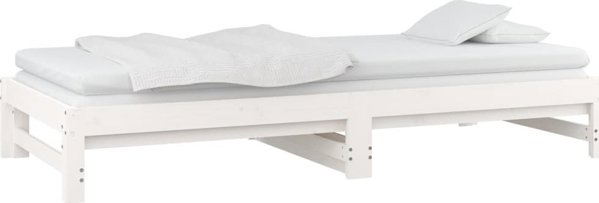vidaXL Εκτεινόμενο κρεβάτι, λευκό, 2x(90x200) cm, μασίφ πεύκο