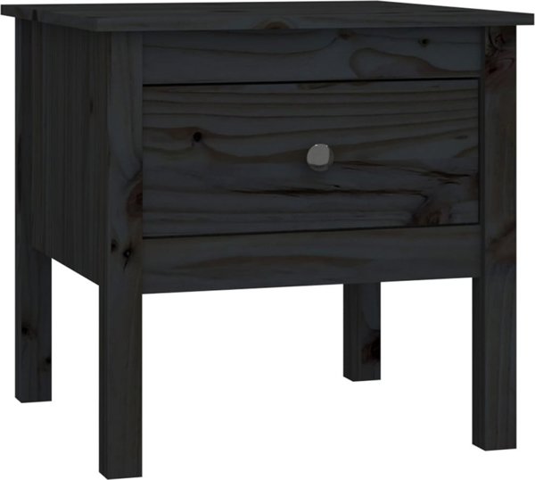 vidaXL Stolik boczny, czarny, 50x50x49 cm, lite drewno sosnowe