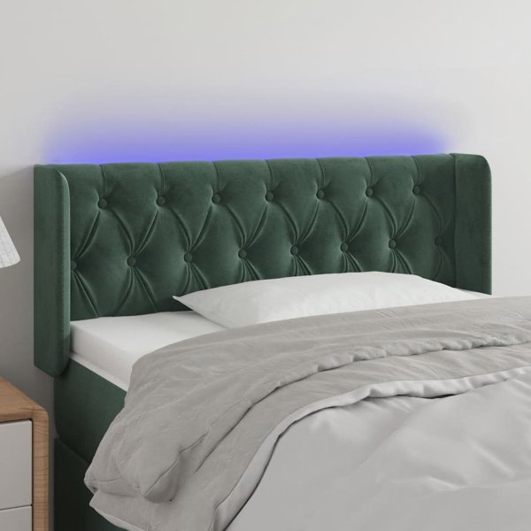 vidaXL LED προσκέφαλο κρεβατιού σκούρο πράσινο 93x16x78/88 cm βελούδο