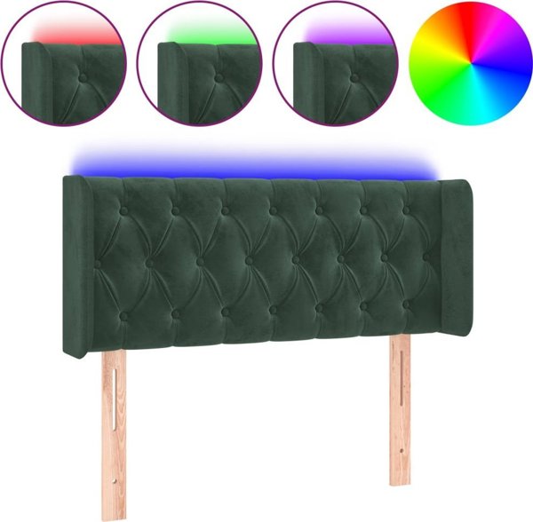 vidaXL LED προσκέφαλο κρεβατιού σκούρο πράσινο 93x16x78/88 cm βελούδο
