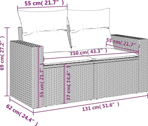 vidaXL Σετ επίπλων κήπου 5 τεμαχίων με μαξιλάρια, μπεζ, πολυρρηττάν