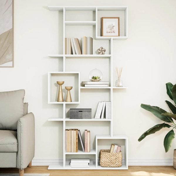vidaXL Ράφι βιβλιοθήκης, λευκό, 92x29x188 εκ., από ξυλοπαλαιωμένο υλικό