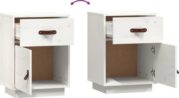vidaXL Λευκό κομοδίνο από μασίφ πεύκο 40x34x55 cm