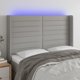 vidaXL Αντίκε κεφαλάρι κρεβατιού με LED, ανοιχτό γκρι, 147x16x118/128 cm, ύφασμα