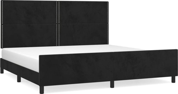 vidaXL Rama κρεβατιού με κεφαλάρι, μαύρη, 200x200 εκ, βελούδινη
