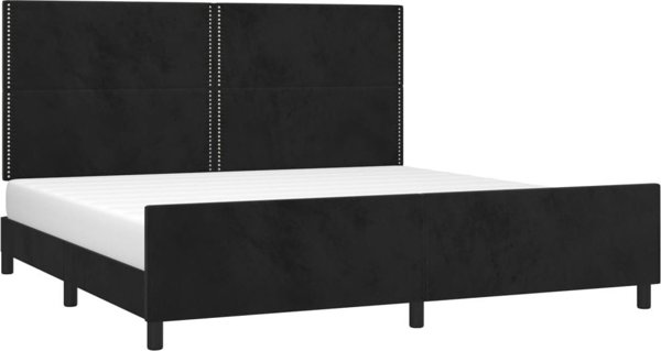 vidaXL Rama κρεβατιού με κεφαλάρι, μαύρη, 200x200 εκ, βελούδινη