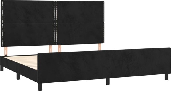 vidaXL Rama κρεβατιού με κεφαλάρι, μαύρη, 200x200 εκ, βελούδινη