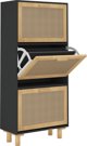 vidaXL Ντουλάπι για Παπούτσια, Μαύρο, 52x25x115 εκ., Συνθετικό Ξύλο
