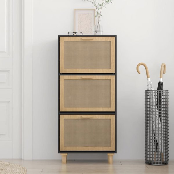 vidaXL Ντουλάπι για Παπούτσια, Μαύρο, 52x25x115 εκ., Συνθετικό Ξύλο