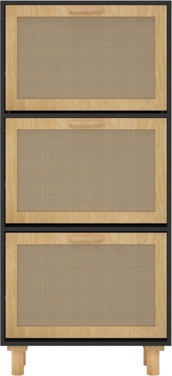vidaXL Ντουλάπι για Παπούτσια, Μαύρο, 52x25x115 εκ., Συνθετικό Ξύλο