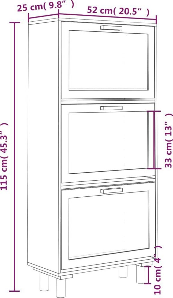 vidaXL Ντουλάπι για Παπούτσια, Μαύρο, 52x25x115 εκ., Συνθετικό Ξύλο