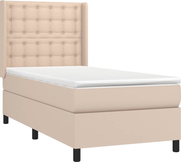 vidaXL Logko kontynentalne z materacem i LED cappuccino 100x200 cm