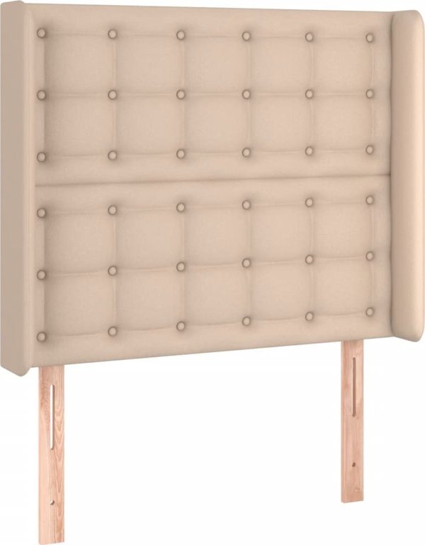 vidaXL Logko kontynentalne z materacem i LED cappuccino 100x200 cm