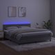 vidaXL Κρεβάτι kontynentalne με στρώμα και LED, γκρι βελούδο 180x200 cm