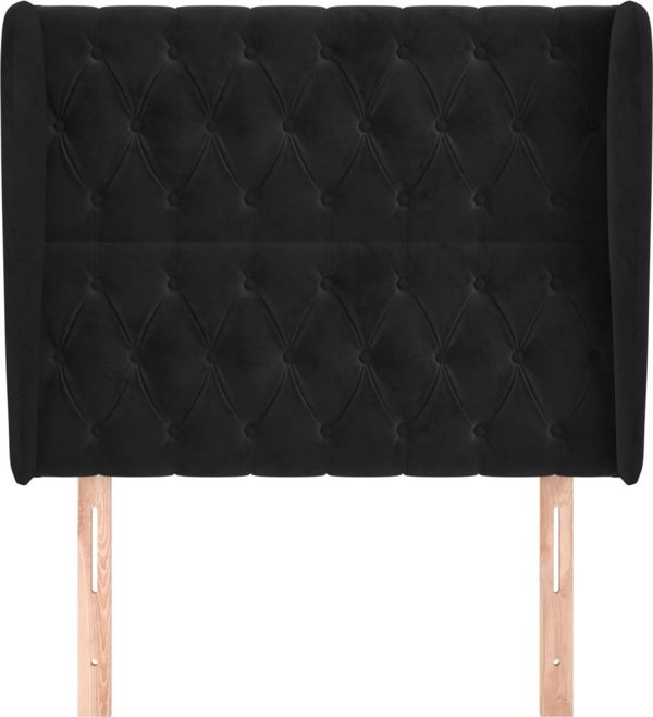 vidaXL Κεφαλοστήριγμα uszak, μαύρο, 103x23x118/128 εκ., βελούδο