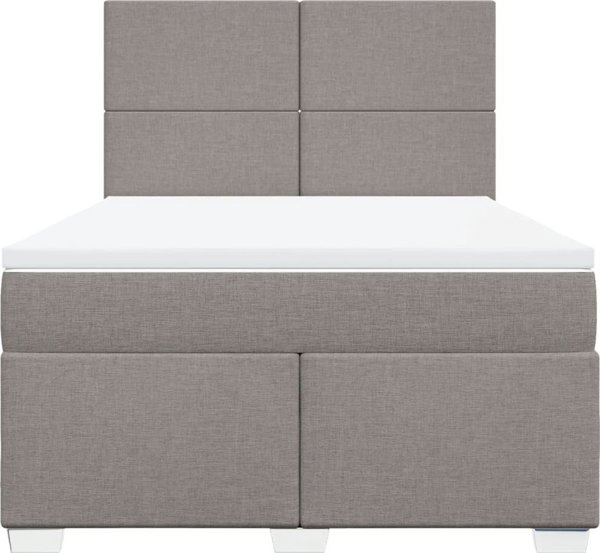 vidaXL Lozko kontynentalne z materacem, taupe, tkanina, 140x200 cm