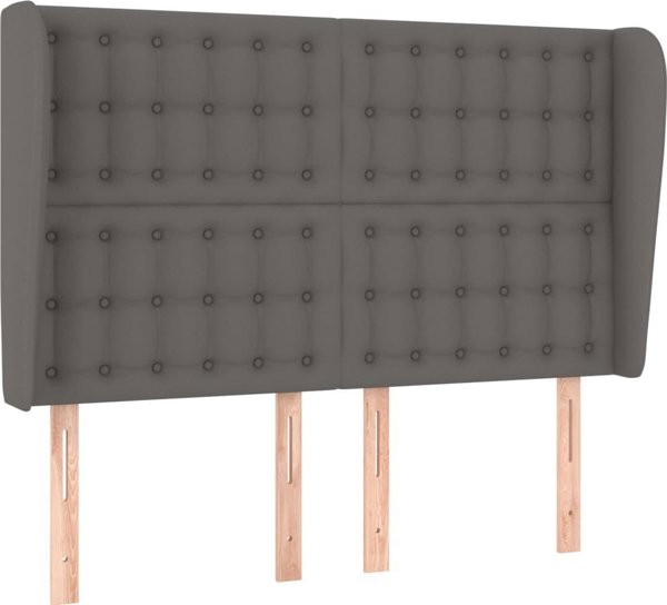 vidaXL Προσκέφαλο Uszak, Γκρι, 147x23x118/128 cm, Συνθετικό Δέρμα
