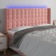 vidaXL Κεφαλάρι κρεβατιού με LED, ροζ, 163x16x118/128 cm, βελούδο