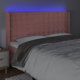 vidaXL Κεφαλάρι κρεβατιού με LED, ροζ, 163x16x118/128 cm, βελούδο