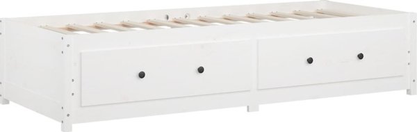 vidaXL Καναπές-κρεβάτι, λευκός, 90x200 cm, μασίφ ξύλο πεύκου