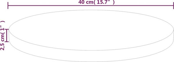 vidaXL Στρογγυλή επιφάνεια τραπεζιού, 40x2,5 cm, ακατέργαστο ξύλο δρυός