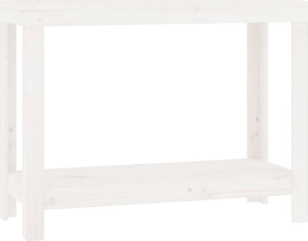 vidaXL Εργασιακό τραπέζι, λευκό, 110x50x80 εκ., από μασίφ ξύλο πεύκου