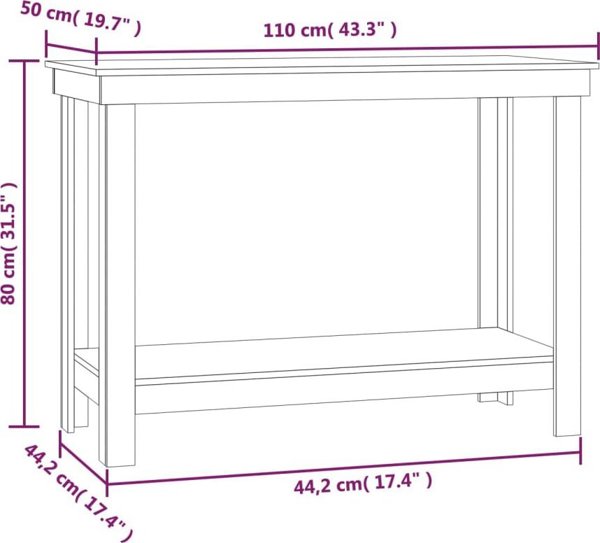 vidaXL Εργασιακό τραπέζι, λευκό, 110x50x80 εκ., από μασίφ ξύλο πεύκου