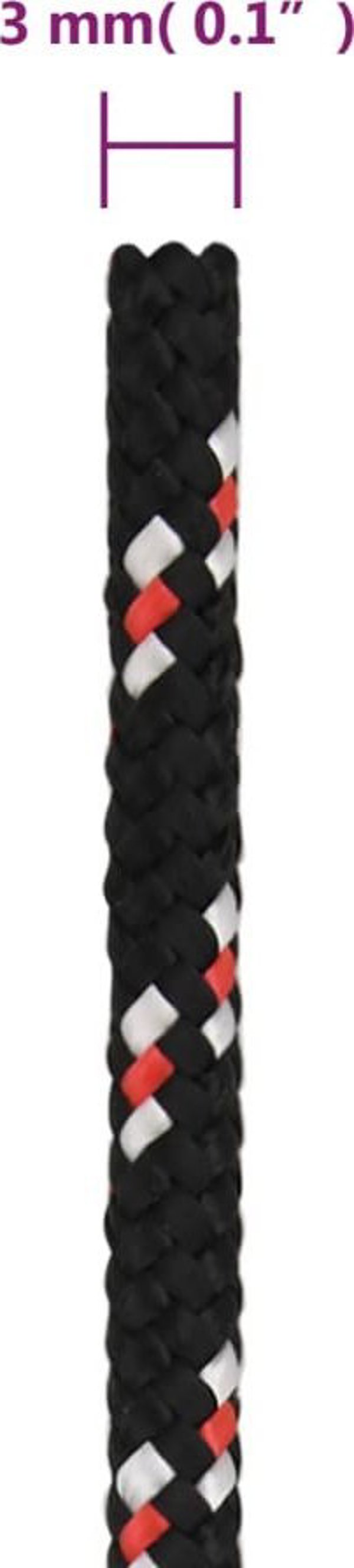vidaXL Ιστιοπλοϊκό σχοινί, μαύρο, 3 mm, 25 m, πολυπροπυλένιο