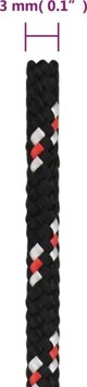 vidaXL Ιστιοπλοϊκό σχοινί, μαύρο, 3 mm, 25 m, πολυπροπυλένιο