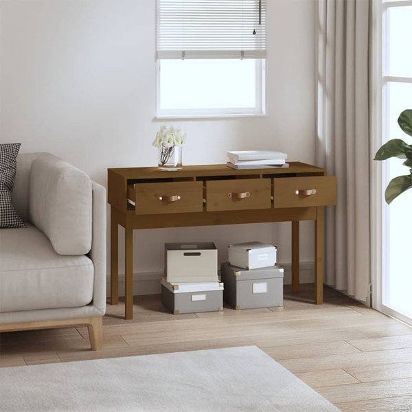 vidaXL Stolik konsolowy miodowy braz 114x40x75 cm drewno sosnowe