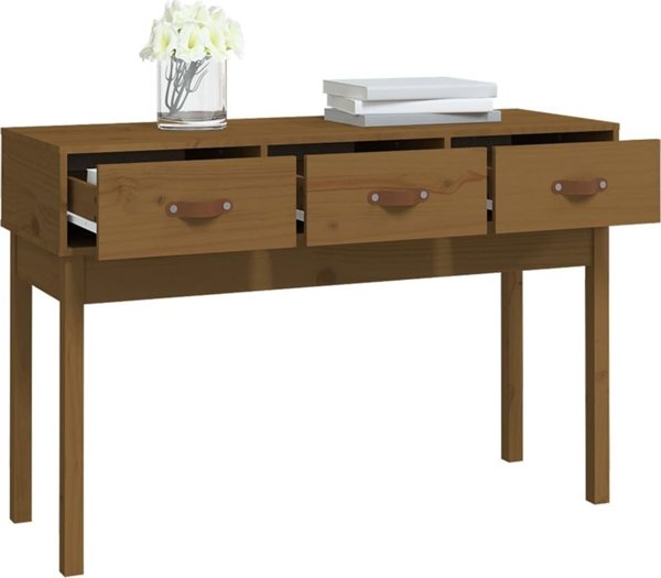 vidaXL Stolik konsolowy miodowy braz 114x40x75 cm drewno sosnowe