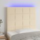 vidaXL Κεφαλάρι κρεβατιού με LED, κρεμ, 80x5x118/128 εκ., ύφασμα