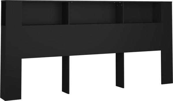 vidaXL κεφαλάρι κρεβατιού με ράφια μαύρο 220x18,5x104,5 cm