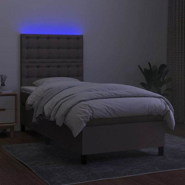 vidaXL Λουτζκο κοντινενταλε με στρωμα, taupe, 90x200 cm, υφασμα