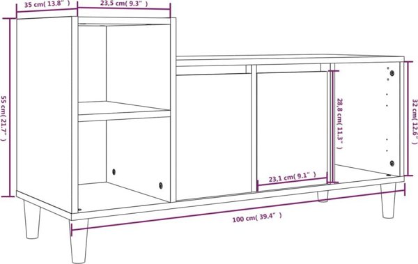 vidaXL Λευκό έπιπλο TV 100x35x55 cm από ξυλοπροϊόντα