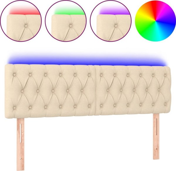vidaXL Κεφαλάρι κρεβατιού με LED, κρεμ, 144x7x78/88 cm, ύφασμα