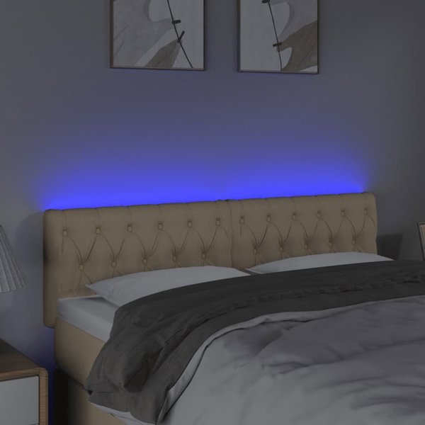 vidaXL Κεφαλάρι κρεβατιού με LED, κρεμ, 144x7x78/88 cm, ύφασμα