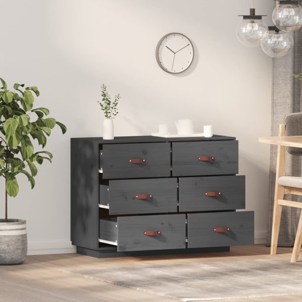 vidaXL vidaXL Komoda, szara, 100x40x75 cm, lite drewno sosnowe