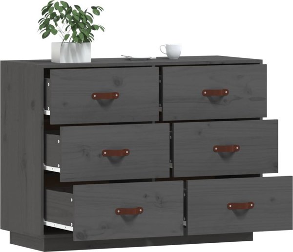 vidaXL vidaXL Komoda, szara, 100x40x75 cm, lite drewno sosnowe