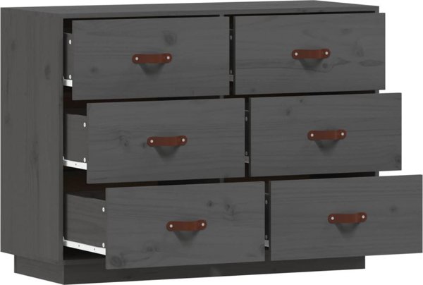 vidaXL vidaXL Komoda, szara, 100x40x75 cm, lite drewno sosnowe