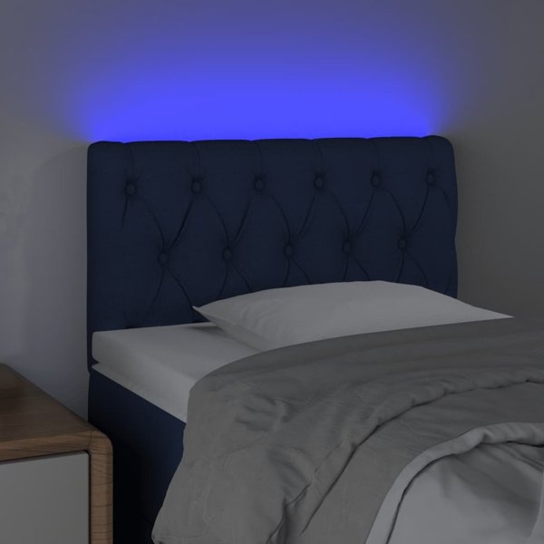 vidaXL Επικεφαλάρι κρεβατιού με LED, Μπλε, 80x7x78/88 cm, Υφασμα