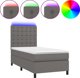 vidaXL Κρεβάτι κοντινενταλ με στρώμα και LED, γκρι οικοδερμα 100x200 εκ