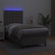 vidaXL Κρεβάτι κοντινενταλ με στρώμα και LED, γκρι οικοδερμα 100x200 εκ