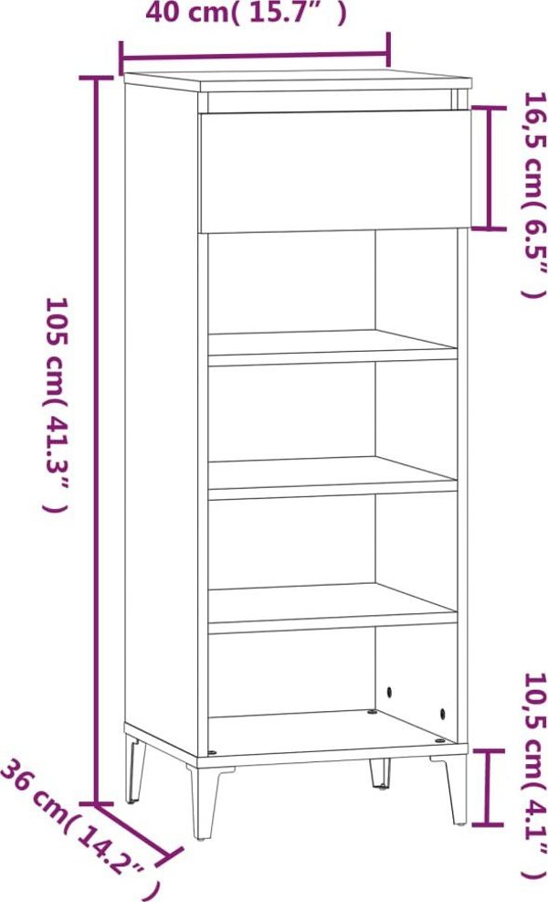 vidaXL Ράφι παπουτσιών σε τσιμεντένιο γκρι, 40x36x105 cm