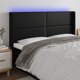 vidaXL Zaglowek do lozka z LED, czarny 183x16x118/128cm sztuczna skora