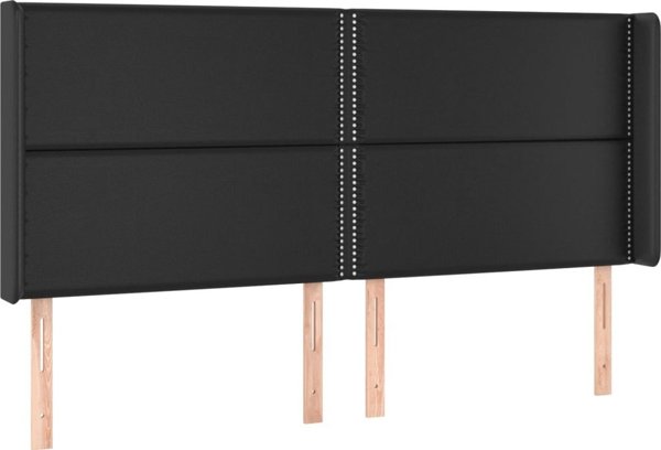 vidaXL Zaglowek do lozka z LED, czarny 183x16x118/128cm sztuczna skora