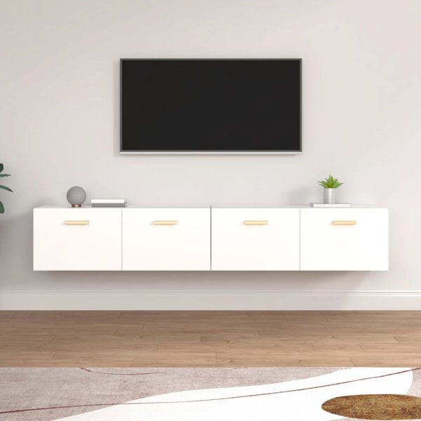 vidaXL Σετ 2 κρεμαστά ντουλάπια λευκά 100x36,5x35 cm
