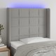 vidaXL Προσκέφαλο κρεβατιού με LED, ανοιχτό γκρι 93x16x118/128 εκ., ύφασμα