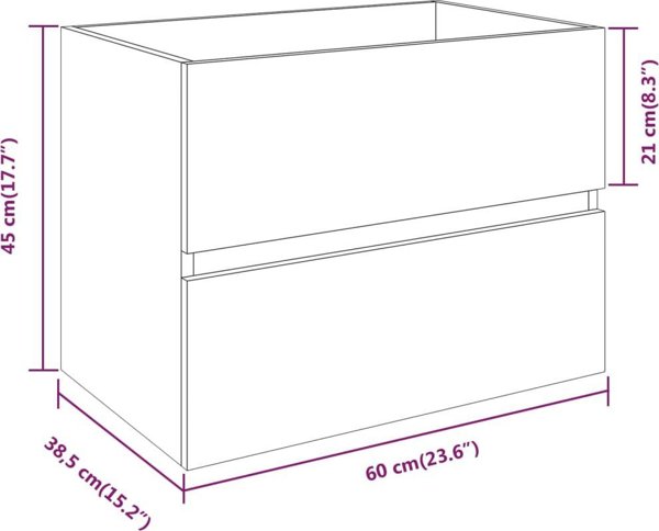 vidaXL Ντουλάπι Υπο Νιπτήρα, Καπνισμένο Δρυς, 60x38,5x45 cm