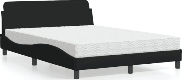vidaXL Κρεβάτι με στρώμα, μαύρο, 140x200 εκ., επενδυμένο ύφασμα